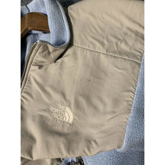 The North Face Youth Junior Fleece Jacket Light Blue Gray Fuzzy Full Zip XL - Picture 8 of 9